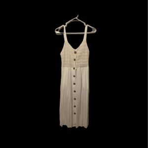 Jessica Simpson Cream Crochet Bodice Maxi Dress with Buttons